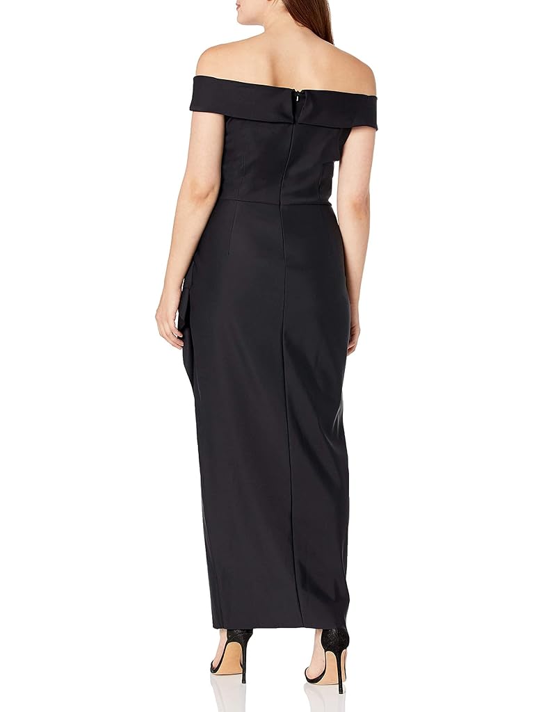 Alex Evenings Slimming Long Side Ruched Dress with Cascade Ruffle Skirt