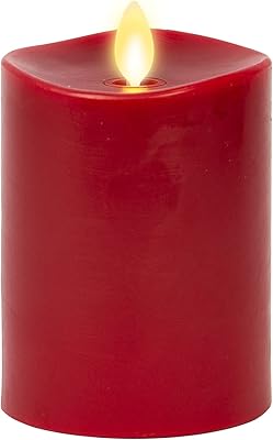 Luminara Flameless LED Candle, Moving Flame Pillar, Melted Edge, Real Wax, Remote Ready, Battery Operated, Unscented - Burgundy (4.5-inch)