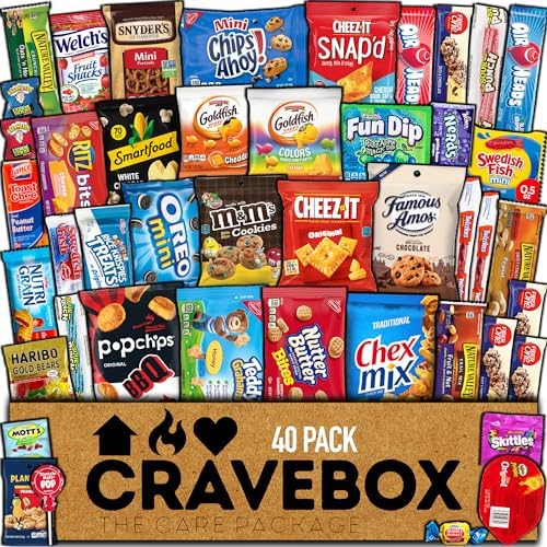 CRAVEBOX (Ultimate Snacks Mix) Valentines Day Care Package Snack Box for Kids and Adults - Assortment Pack Variety Cookies Crackers Candy - Back to School