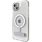 ZAGG Crystal Palace Snap iPhone 15 Plus/ 14 Plus Clear Phone Case w/Built-in Kickstand - Drop Protection (13ft/4m), Durable Graphene, Anti-Yellowing, and Scratch-Resistant MagSafe Phone Case