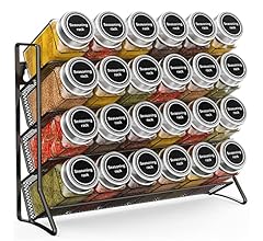 Angju Spice Rack with 24 Spice Jars, 4 Tier Spice Rack Organizer for Cabinet Spice Rack Organizer for 120ml Spice Jar, Spic…