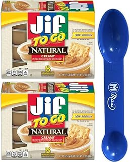 (Pack of 2) Jifs To Go Natural Creamy Peanut Butter Spread, 8-1.5 Ounce Cups, Snack Size Packs Low Sodium (Miras Trademark...