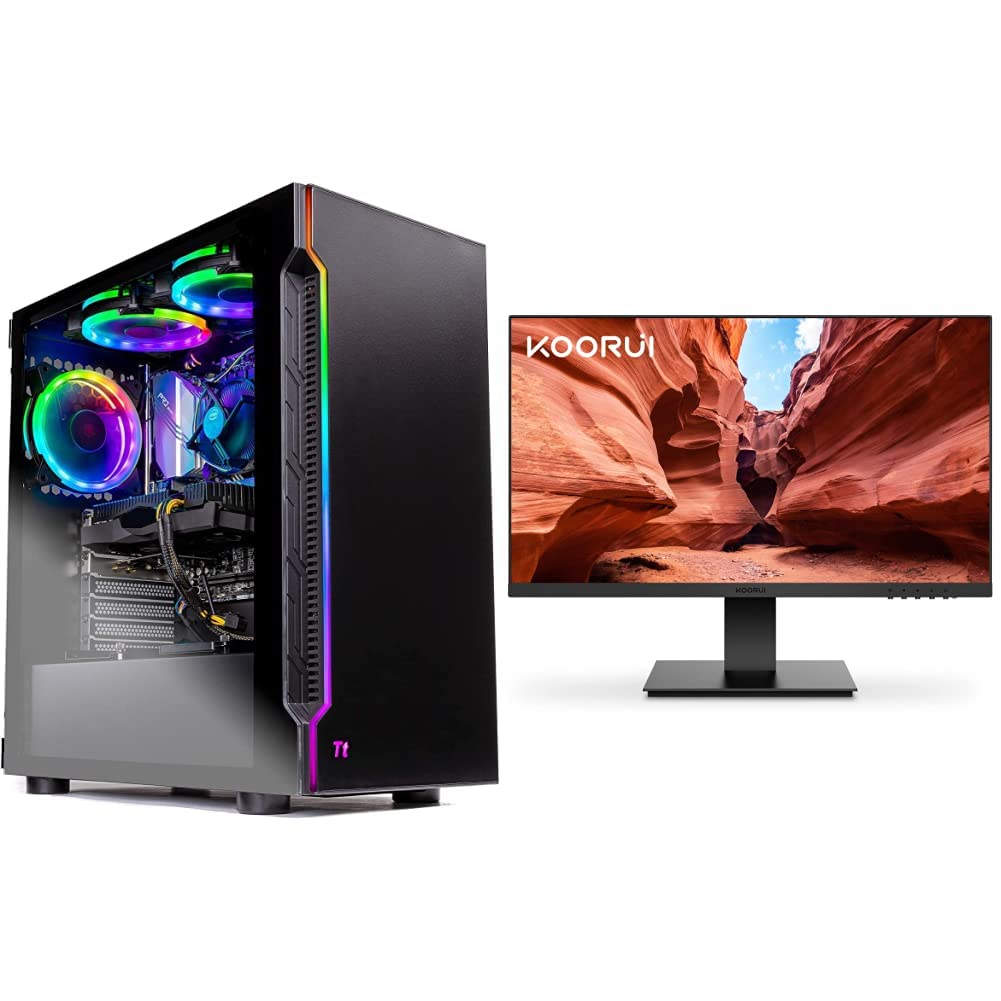 Skytech Shadow Gaming PC Desktop – Intel Core i5 10400F 2.9 GHz, RTX 3050, 1TB NVME SSD, 8G DDR4 & KOORUI 24 Inch Computer Monitor Full HD 1920 x 1080p VA Display 75Hz 3000:1 Contrast Ratio