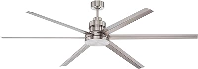 Craftmade Outdoor Ceiling Fan with Remote MND72BNK6 Mondo 72 Inch Large Metal 6 Blade Industrial Fan for Patio, Aluminum