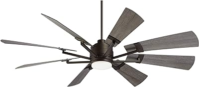 Casa Vieja 72" Windmill Industrial Rustic Indoor Outdoor Ceiling Fan with Light LED Dimmable Remote Control Imperial Bronze Gray Oak Blades Opal Glass Damp Rated Patio Exterior House Porch Gazebo