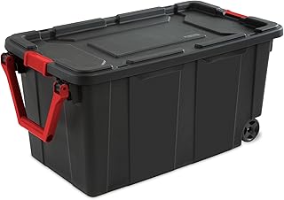 Sterilite 4-Pack Storage Bins with Lids & Wheels, Large Heavy Duty Totes, 40 Gallon, Black