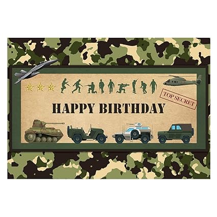 Funnytree Happy Birthday Army Soldier Theme Party Backdrop for Boys Kids  Military Camouflage Photography Background Cake Table Decorstions Banner  Supplies 7x5ft : : Electronics