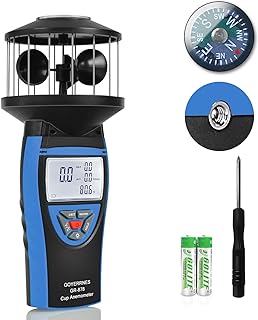 GOYERRNES Handheld Cup Anemometer with Compass, 93MPH Digital Wind Speed Meter, CFM Air Flow Wind Velocity Measuring Devic...