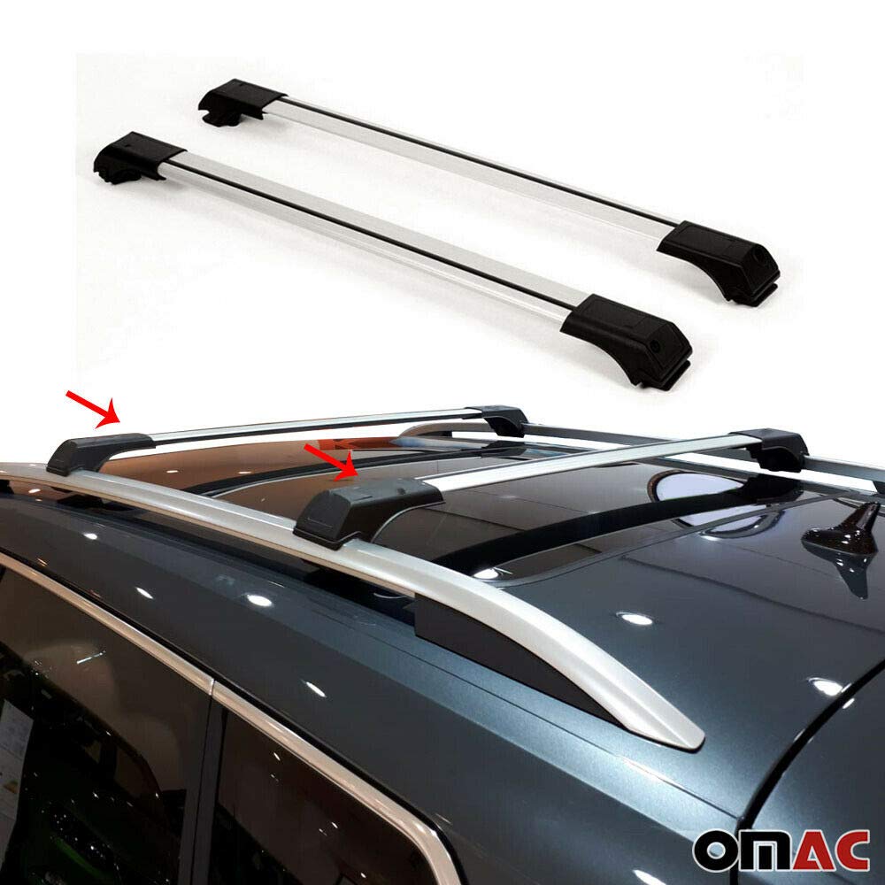 OMAC Roof Rack Cross Bars Aluminium Silver Set 2 Pieces for Mercedes to Benz GL Class X164 2007 to 2012,