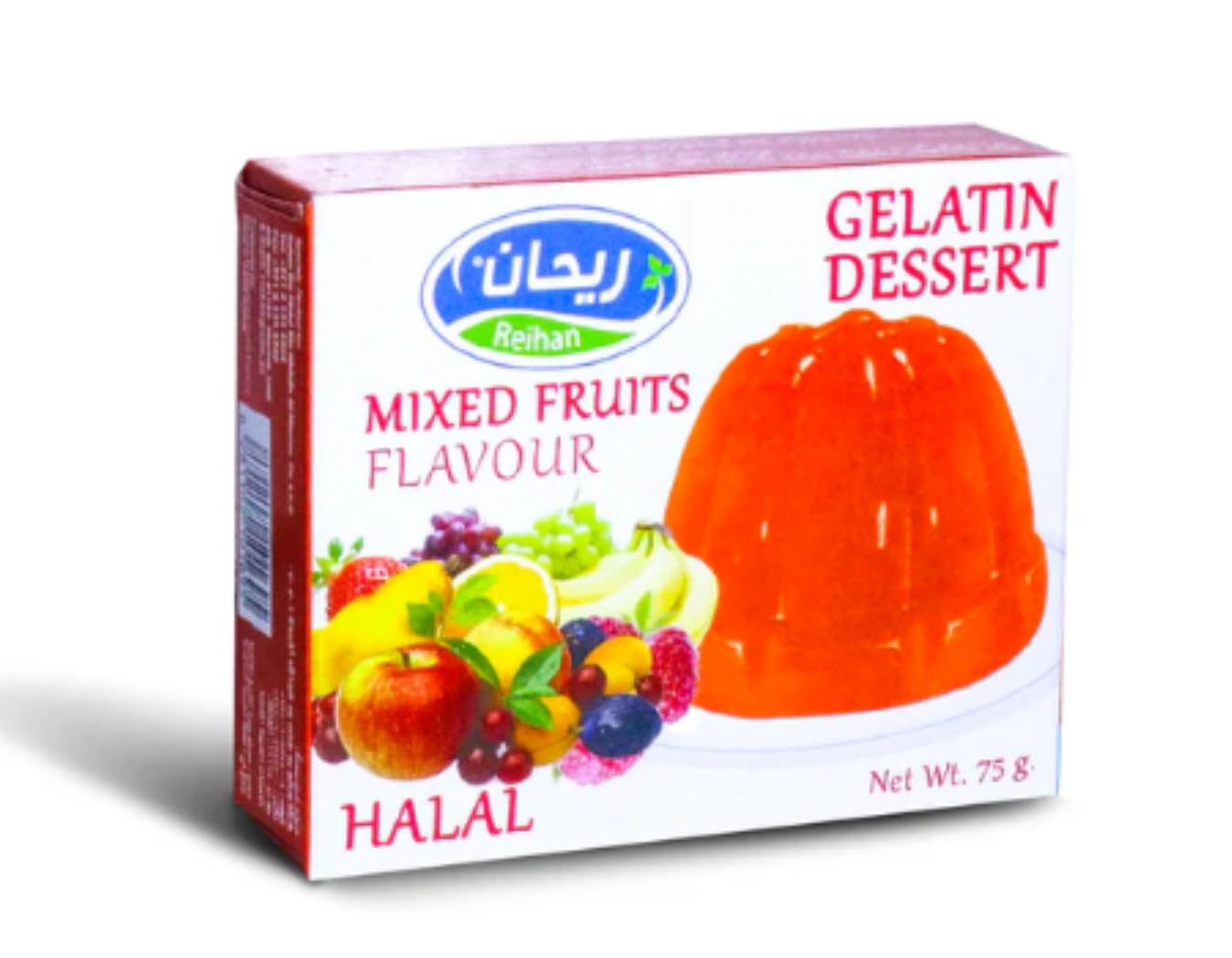 Reihan Gelatin Dessert Mixed Fruits Flavour Pack of 6 | 6 X 75g | Tropical Jelly Delight with Sweet Fruity Taste | Perfect for Refreshing Desserts