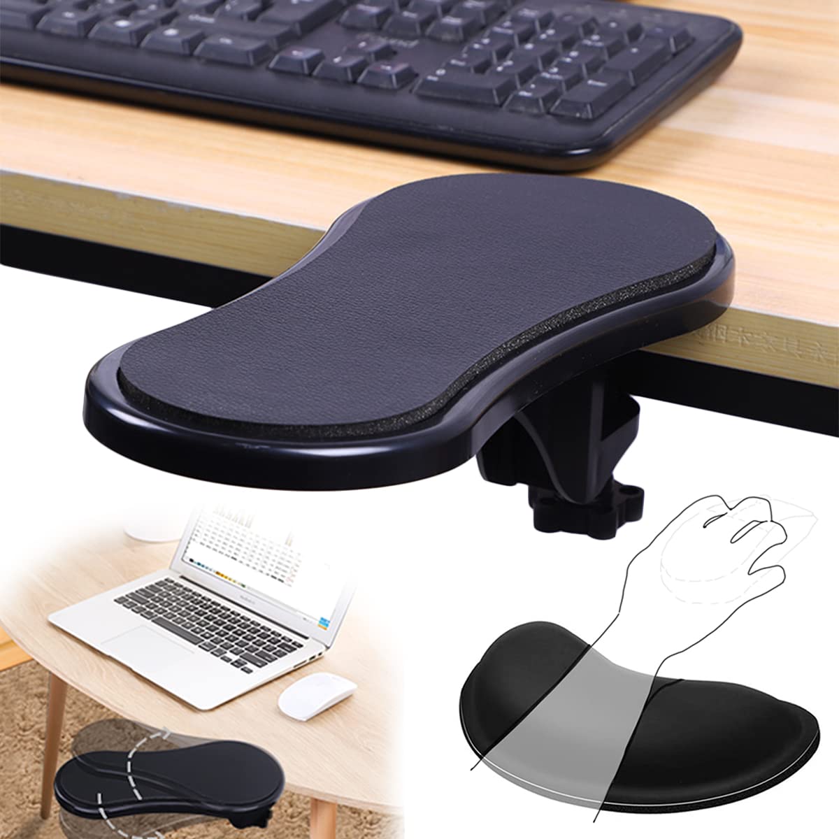 BieFuSin Computer Arm Rest for Desk Extender,Ergonomic Arm Rest Support for Desk Armrest,Keyboard Wrist Rest Mouse Pad,Wrist Cushion Support with Memory Foam Wrist Support for Computer Laptop