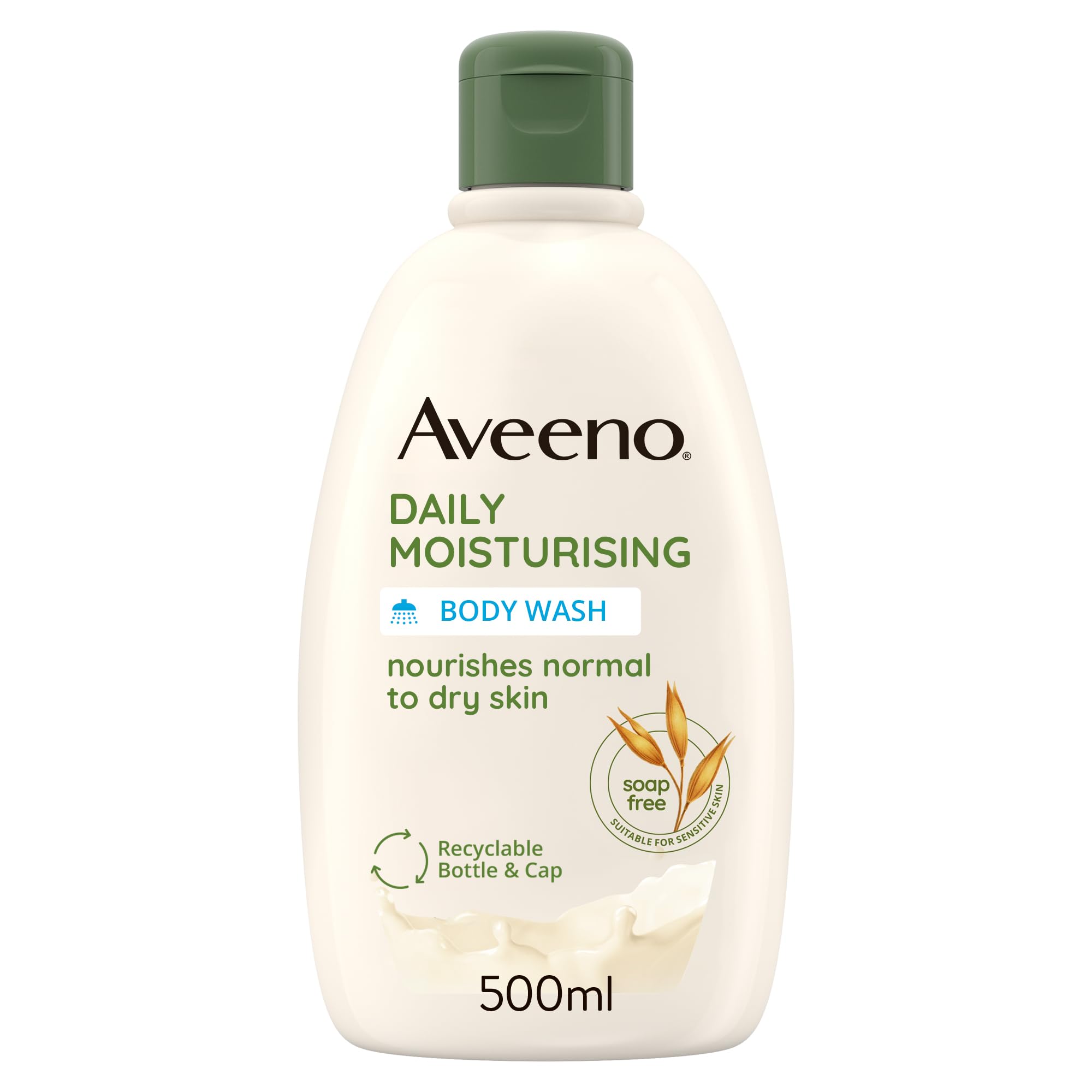 Aveeno Daily Moisturising Body Wash, With Soothing Oat, Suitable For Sensitive Skin, Gently Cleanses and Nourishes, Soap-Free, Lightly Scented, 500ml