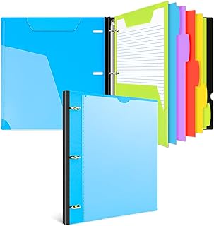 INFUN All-in-one Telescoping Binder Notebook, Refillable 3 Ring Notebook Binder with 1 Plastic Movable Pocket Folder,5 Pla...