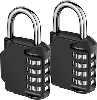 KeeKit 4 Digit Combination Lock, Set Your Own Combination Padlock, Waterproof Gate Lock for School, Employee, Gym & Sports Locker, Case, Toolbox, Fence - Metal & Plated Steel, 2 Pack - Black