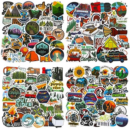 200 Pieces Vinyl Waterproof Wilderness Nature Stickers Hiking Camping Travel Decals for Water Bottles, Phone, Computer, Luggage, Guitar, Adults Teens Girls (Adventure Style)