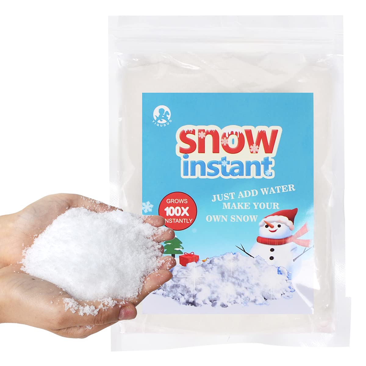 YIQUDUO 10 Ounce Instant Snow Powder - Add Water Grows to 100x, Makes 5 Gallons of Fake Artificial Snow- Great for Christmas Snow Decoration,Cloud Slime, Science Projects and DIY Arts & Crafts