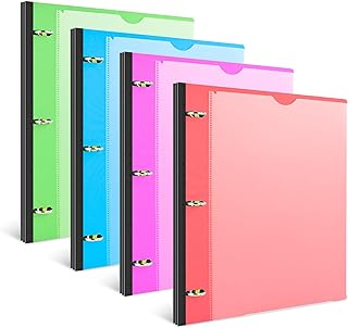 INFUN 1 Inch Telescoping 3 Ring Binder - 4PCS, Flexible Round Binder with Customizable Front Cover and Clear Catalog Pocke...