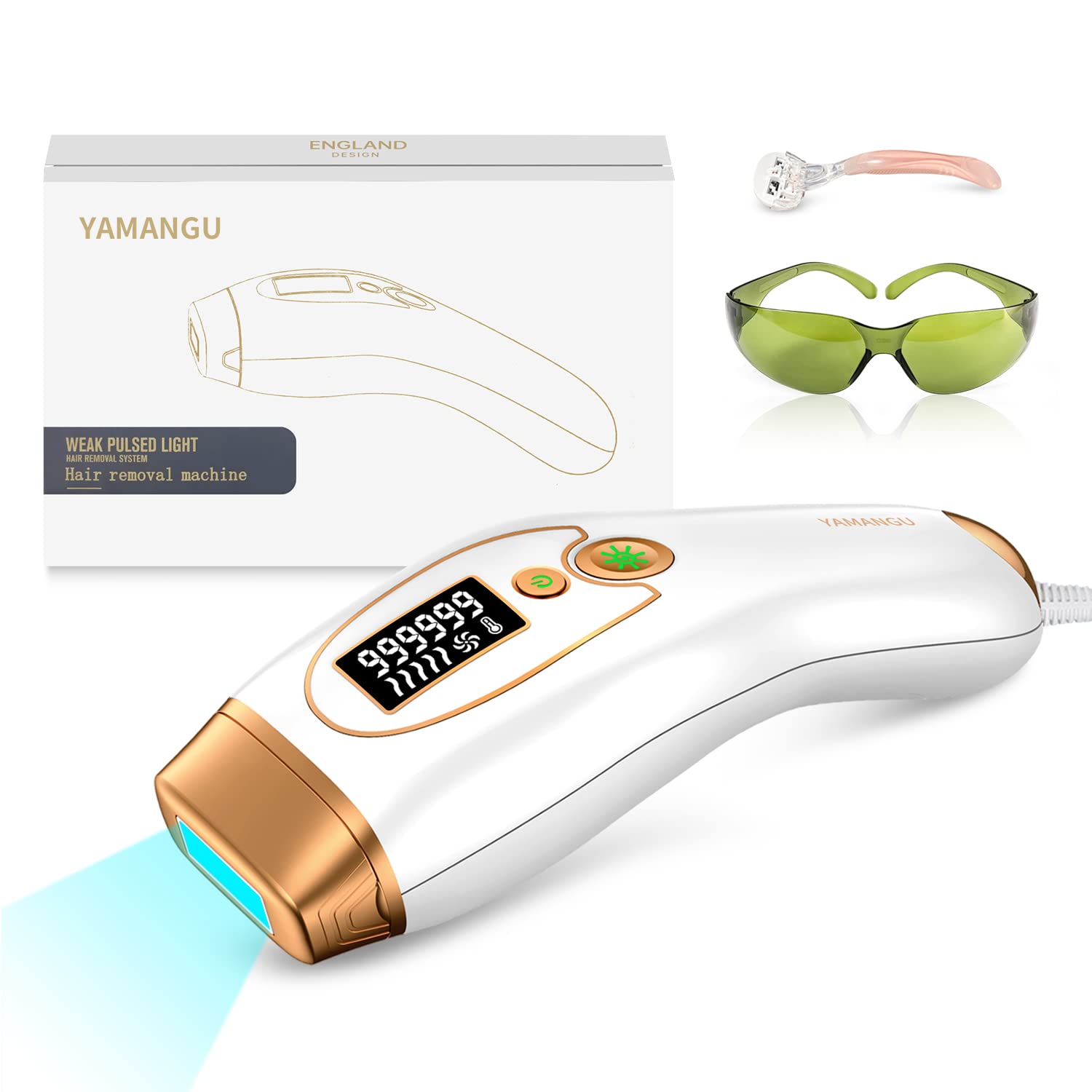 Painless Hair Removal for Women Permanent,at Home Hair Removal Device for Women and Man Facial Armpits Legs Arms Bikini Line Whole Body (Gold-white)