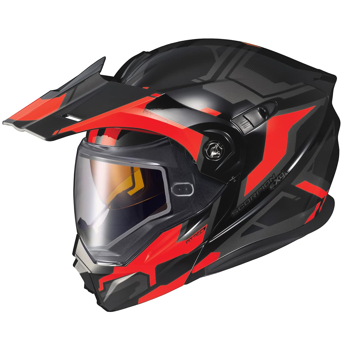 ScorpionEXO AT950 Cold Weather Adventure Snowmobile Modular Helmet Dual Pane Shield with Breath Box DOT Approved Ellwood (Red - Medium)