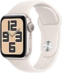 Apple Watch SE (2. Generation) GPS 40 mm Smartwatch mit Aluminiumgehäuse in Polarstern und Sportarmband in Polarstern (S/M). Fitness und Schlaftracker, Unfallerkennung, Herzfrequenzmesser