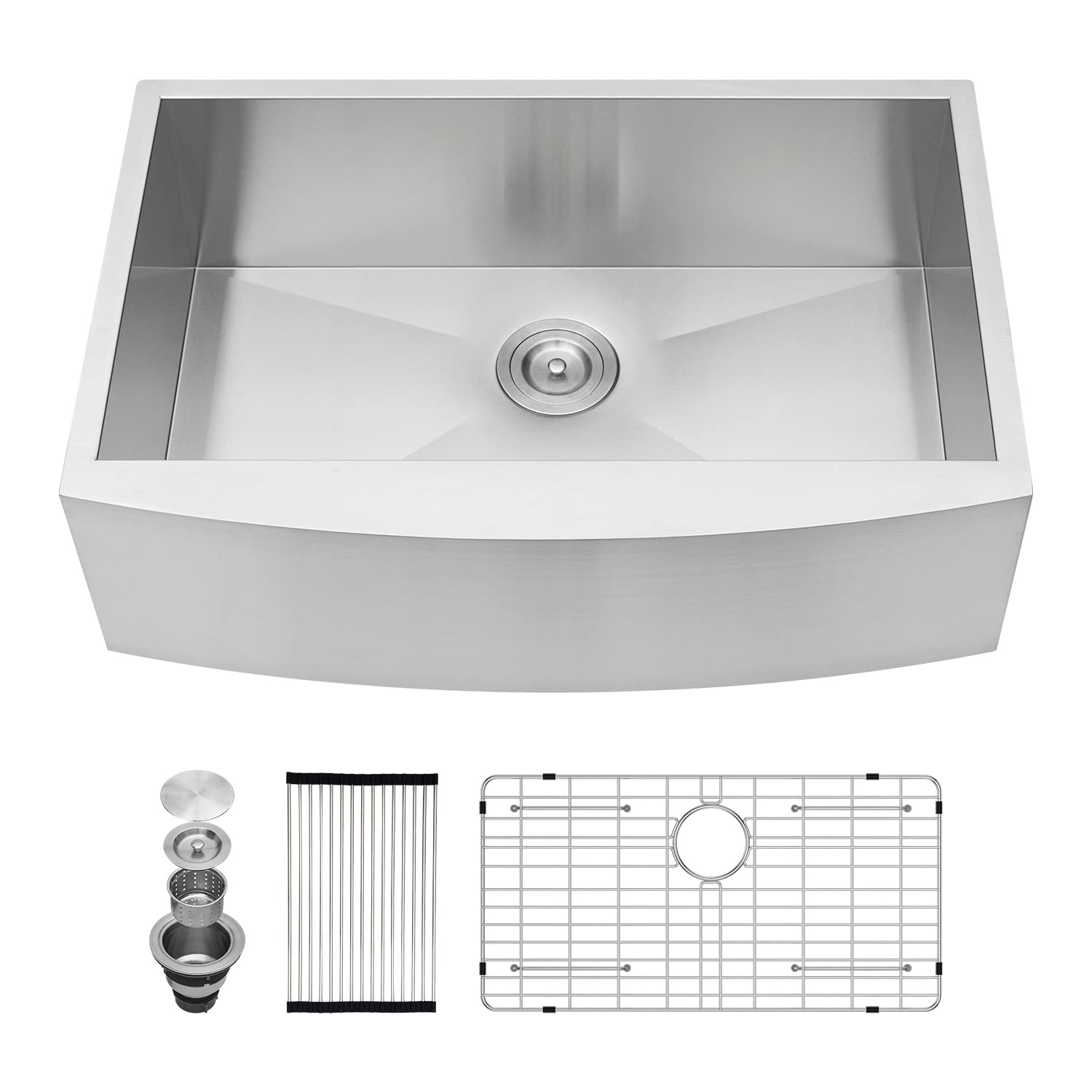 Photo 1 of 36 Stainless Farmhouse Sink - Kichae 36 Inch Farm Kitchen Sink Apron Front Stainless Steel 18 Gauge Single Bowl Farm Style Kitchen Sink Basin 36"x20"x9" Stainless Steel