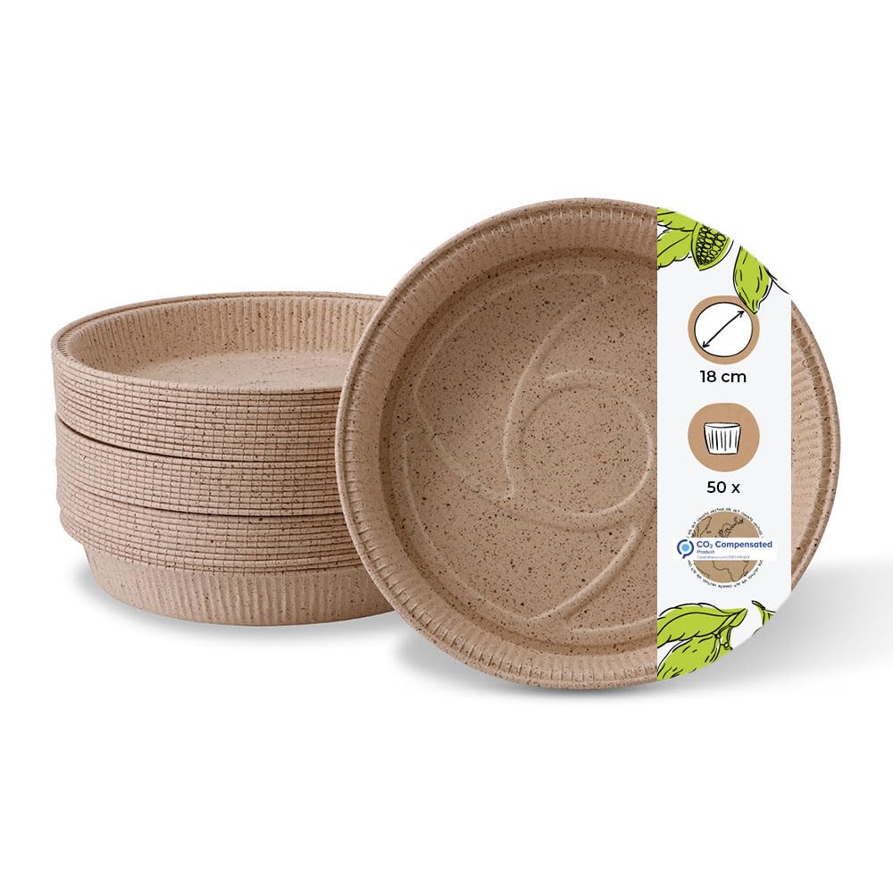 GREENBOX Cocoa Paper Baking Moulds Round 18 cm Diameter Height 2.5 cm Cheesecake Mould Ovenproof Bowls Brown I Quiche Moulds Small I Tart Moulds I Flat Paper Baking Moulds with Elegant Structure Pack