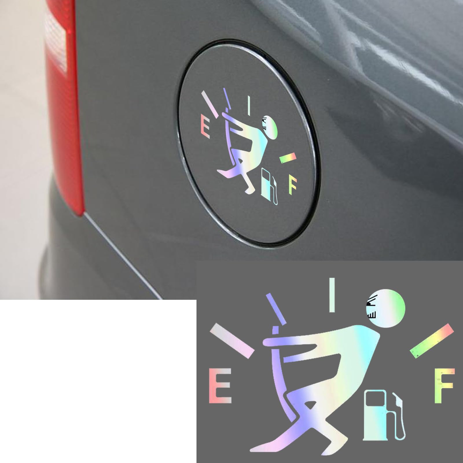 1 PC Car Fuel Cap Sticker Funny Sticker, Angry Boy Gas Consumption Sticker, Personalized Reflective Car Label, Universal Decorative Decal for Most Cars (Multicolored)