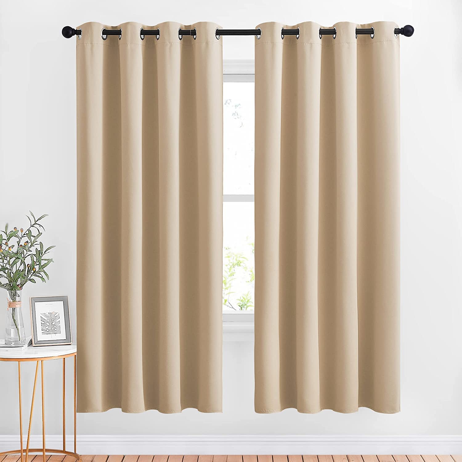 F2L Living Room Bedroom Black Out Curtains for Window | Room Darkening | Thermal Insulated Noise Reducation (Color Beige| 6 Feet Long Set of 2 | Luxurios Edition)