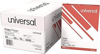 Universal Printer Copy Paper Convenience Carton, 92 Bright, 20 lb Bond Weight, 8.5 x 11, White, 500 Sheets/Ream, 8 Reams/C...