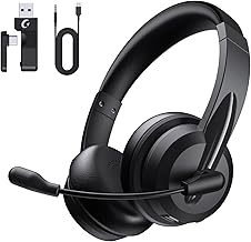 Wireless Headset with Mic for Work with AI Noise Cancelling Mic for Clear Calls, Bluetooth V5.3 Headphones with Microphone...