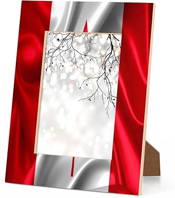 Ourtheme Canadian Flag 5x7 Picture Frame for Home Bedroom Living Room Canada Flag Wooden Photo Frame for Display Desktop or Wall Decor Picture Frame