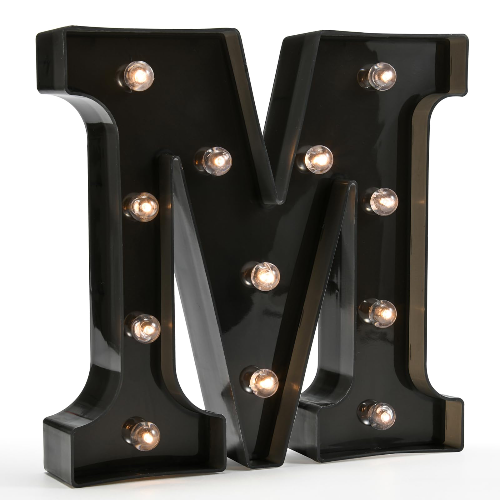 Light Up Black Alphabet Marquee Letters Sign LED Marquee Number Lights Sign for Night Light Home Bar Christmas Party Lamp Wedding Birthday Decoration M