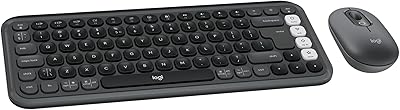 Logitech POP ICON Combo, Bluetooth Keyboard and Mouse Combo, Comfortable Typing, programmable Keys and Buttons, Quiet clicks, Easy-Switch up to 3 Devices - Graphite and Off-White