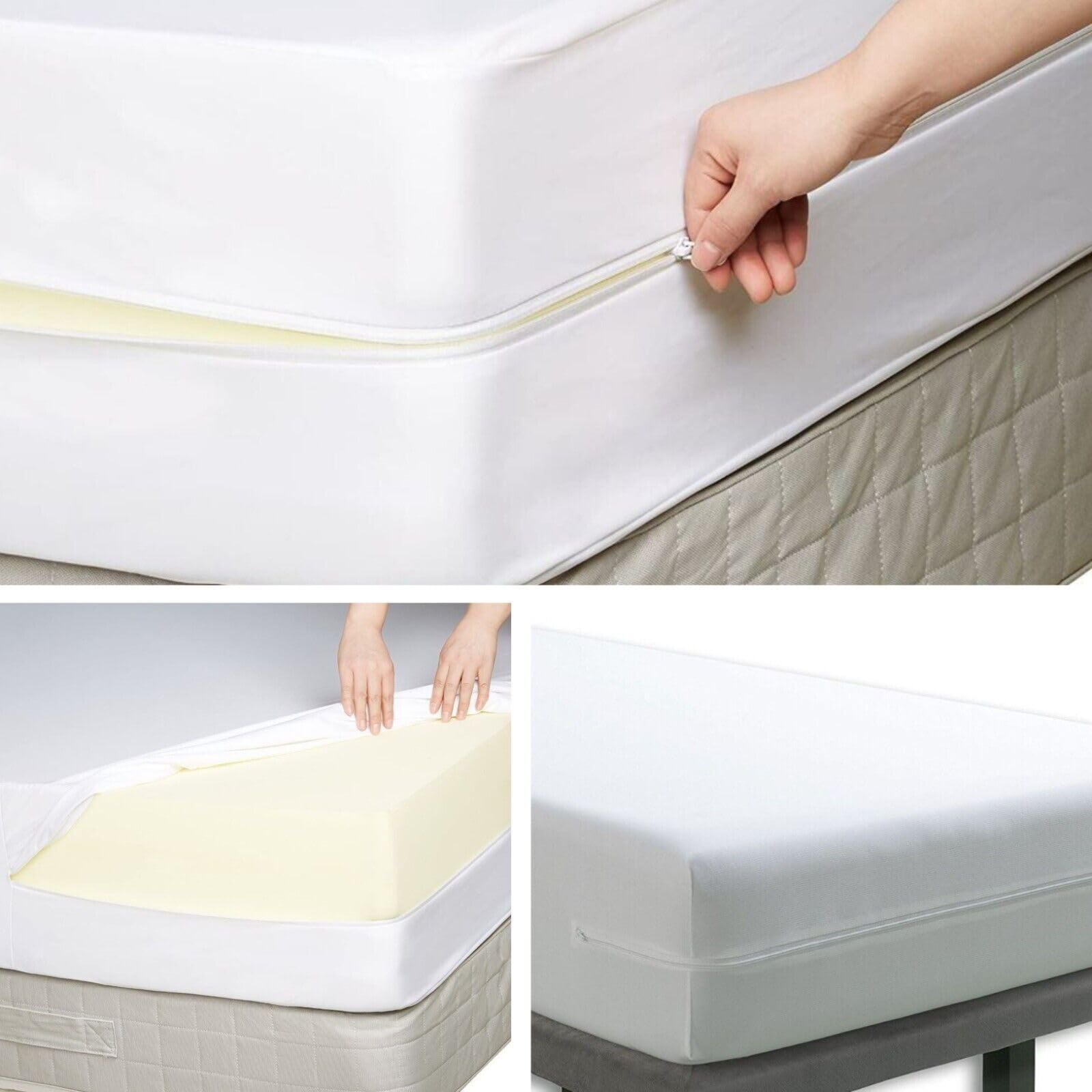 Plain Zipped Mattress Cover Ptotector Anti Bed Bug Full Mattress Encasement (Double (138 * 190 * 30) cm)