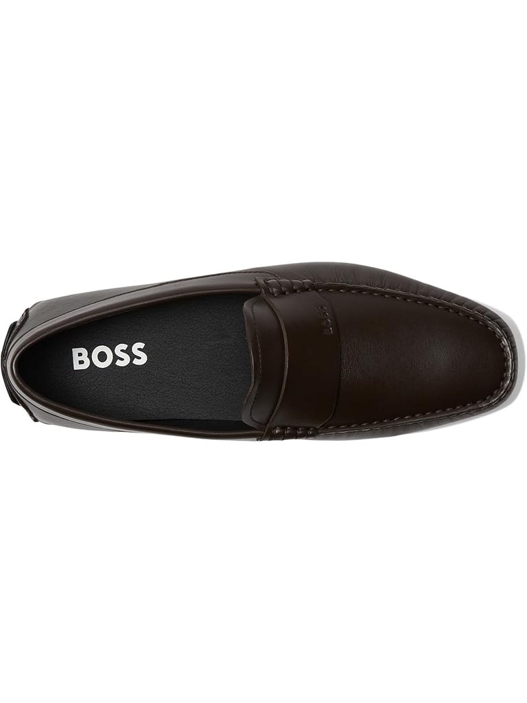 Black BOSS Smooth Leather Slip-On Drivers