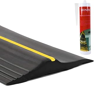 ToLanbbt 10Ft/3M Universal Garage Door Rubber Threshold Strip with 300ml Black Adhesive/Sealant, Weatherproof Seal Strip D...