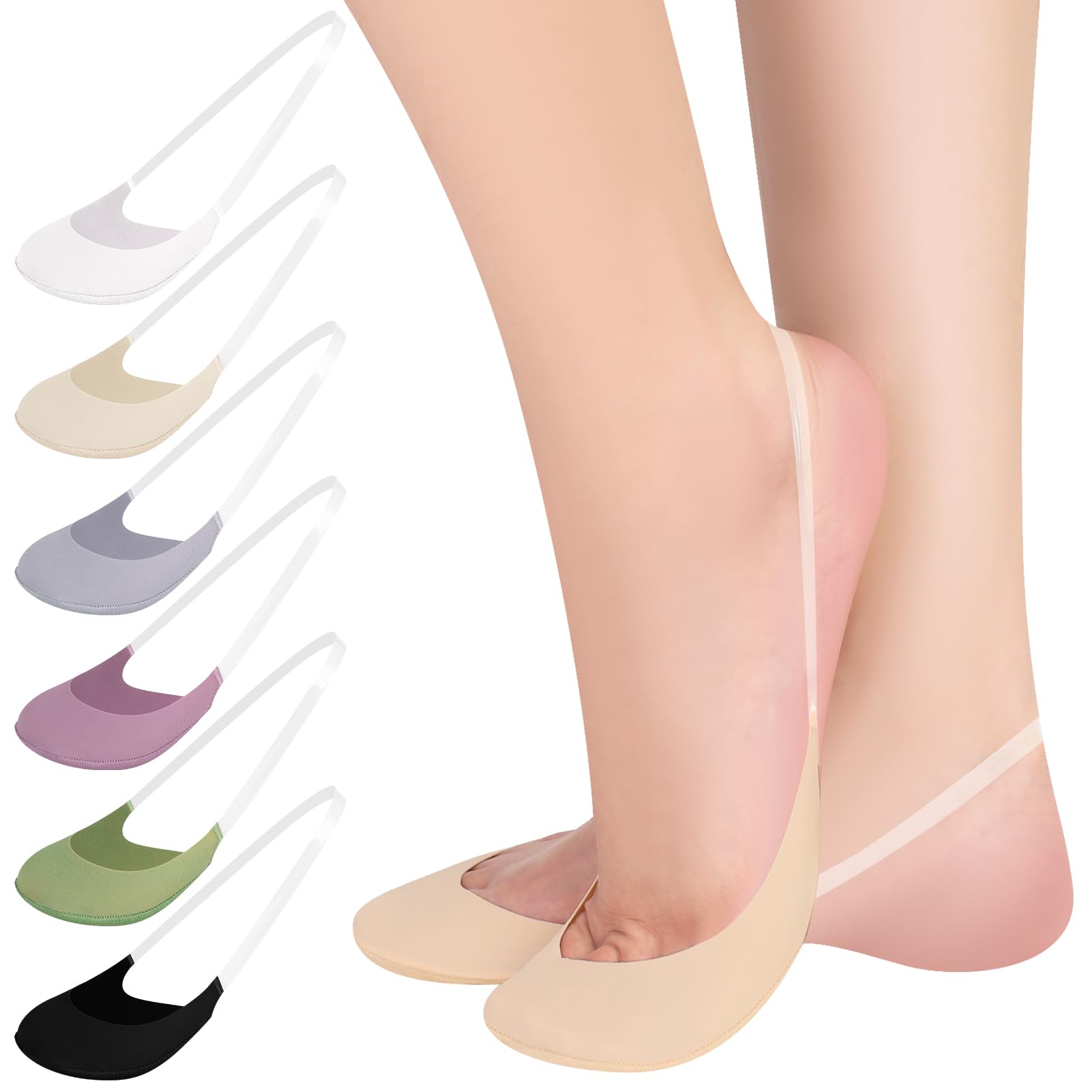 Firtink6 Pairs Toe Socks Women, Invisible Half Toe Topper Socks No Show Non-slip Seamless Liner Socks with Transparent Elastic Strap