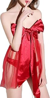 MIZSPISE Tenue Sexy Noel Deguisement Rouge Lingerie Femme Tulle Transparente Nuisette Coquine Joyeux Noël Nuit Anniversair...