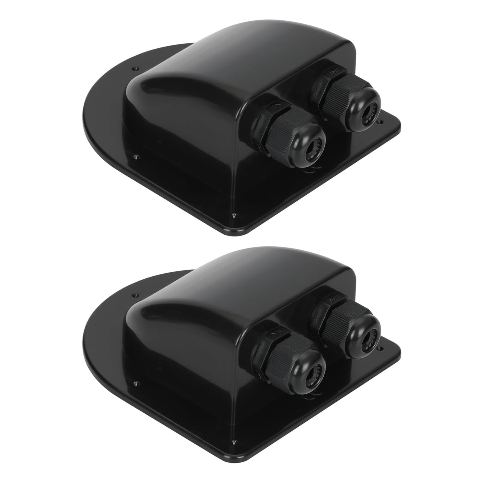 THE WHITE SHOP 2Pack Versatile Water-proof ABS Solar Double Cable Entry Gland and Housing Ideal for RVs Boats Yachts and Rooftop Solar Installations(BLACK)