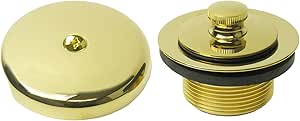 Simpatico 34861P Lift And Turn Tub Strainer Kit With Single Hole Overflow Plate And Screw With 1-1/2&#34; Bushing, Polished Brass