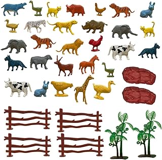 ToyMagic Animal Figure Toy Set of 31 Pcs|Farm & Jungle Animal Figure Playsets with Artificial Tree & Fencing|Birthday & Return Gifts|Learning Educational Animal Toyset for Kids 3+|Made in India