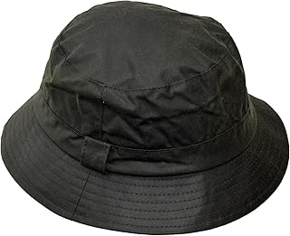 WALKER AND HAWKES - Olive 100% British Waxed Cotton Millerain Fabric Hanford Bucket Hat Unisex