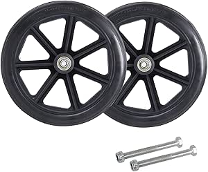 8 Inch Manual Wheelchair Replacement Front Wheels, for Rollators/Walkers, Non-Pneumatic Solid Tires, Universal Casters, 1 Pair (Color : Black)