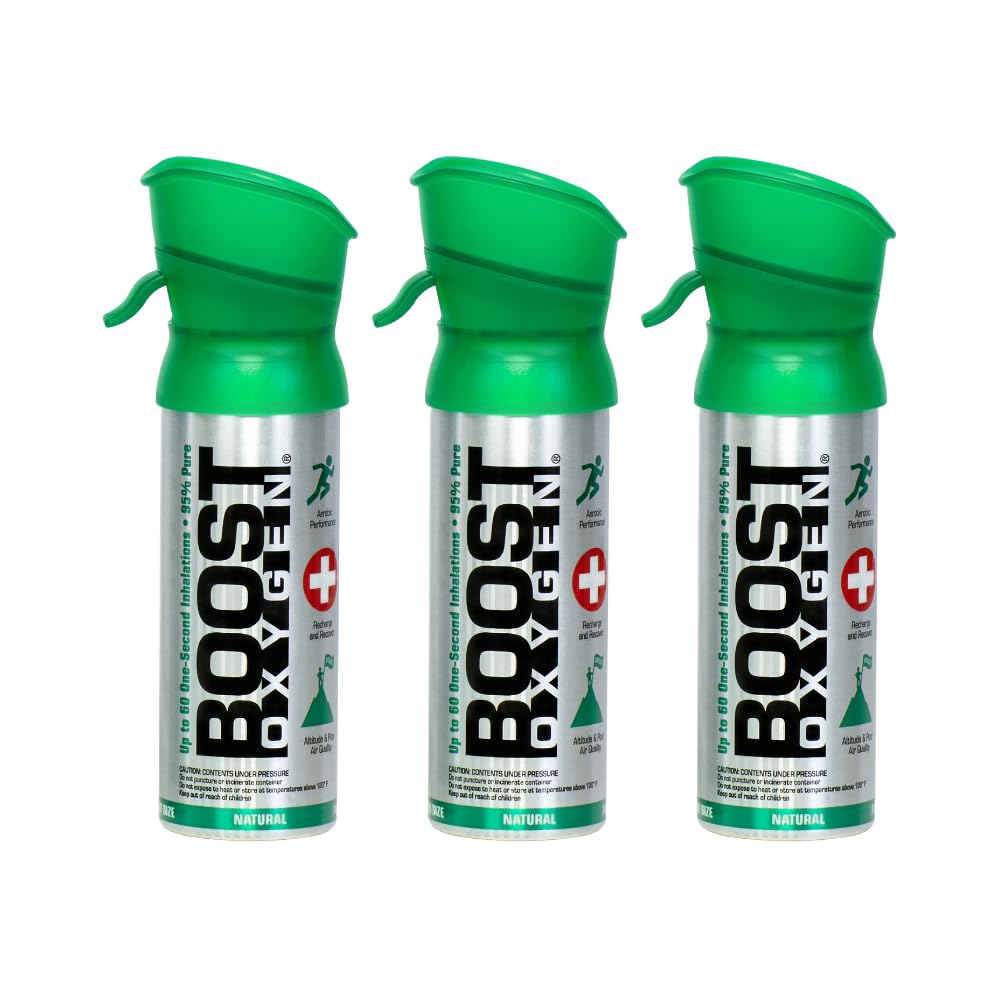 Boost OxygenPocket Size Natural 3L Canister | Respiratory Support for Aerobic Recovery, Altitude, Performance & Health (3 Pack)