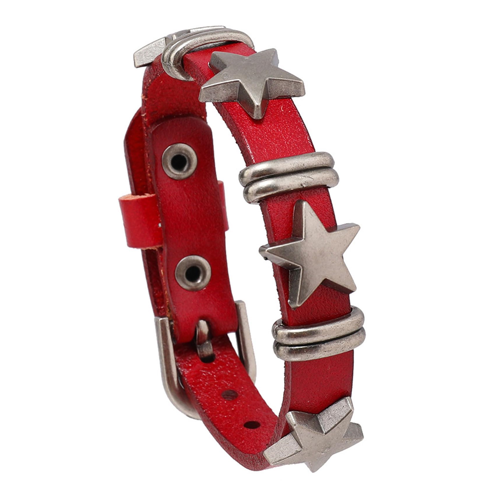 Heavstjer Punk Rock Alloy Star Studded Bracelet Belt Buckle Wristband Leather Cuff Bracelet