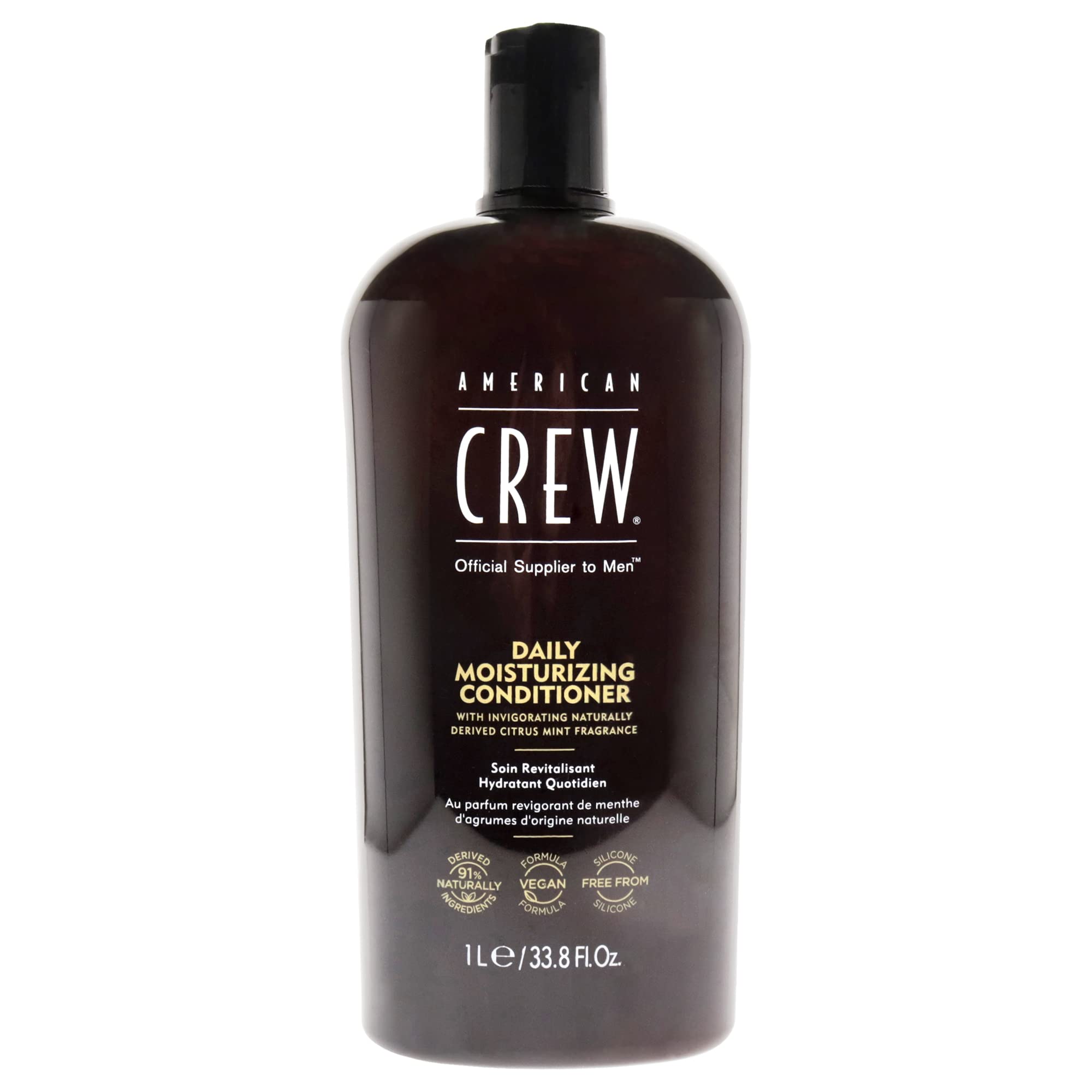 Men's Conditioner by American Crew, Daily Conditioner for Soft, Manageable Hair, Naturally Derived, Vegan Formula, Citrus Mint, 33.8 Oz