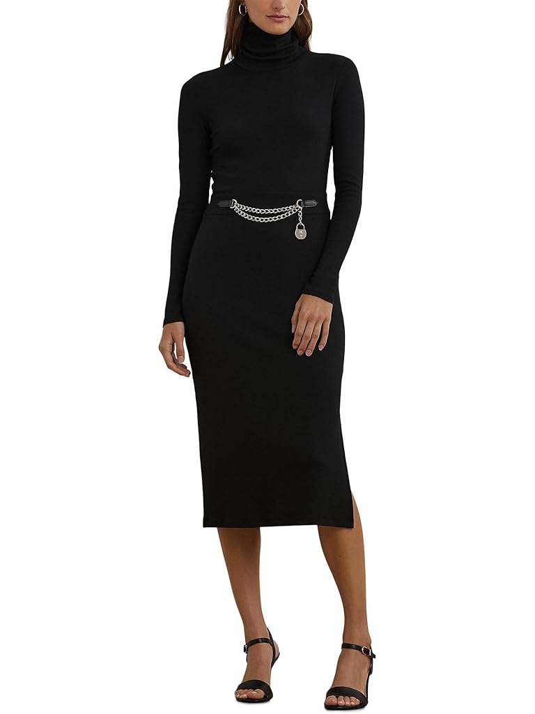 Lauren Ralph Lauren Chain-Trim Rib-Knit Turtleneck Dress