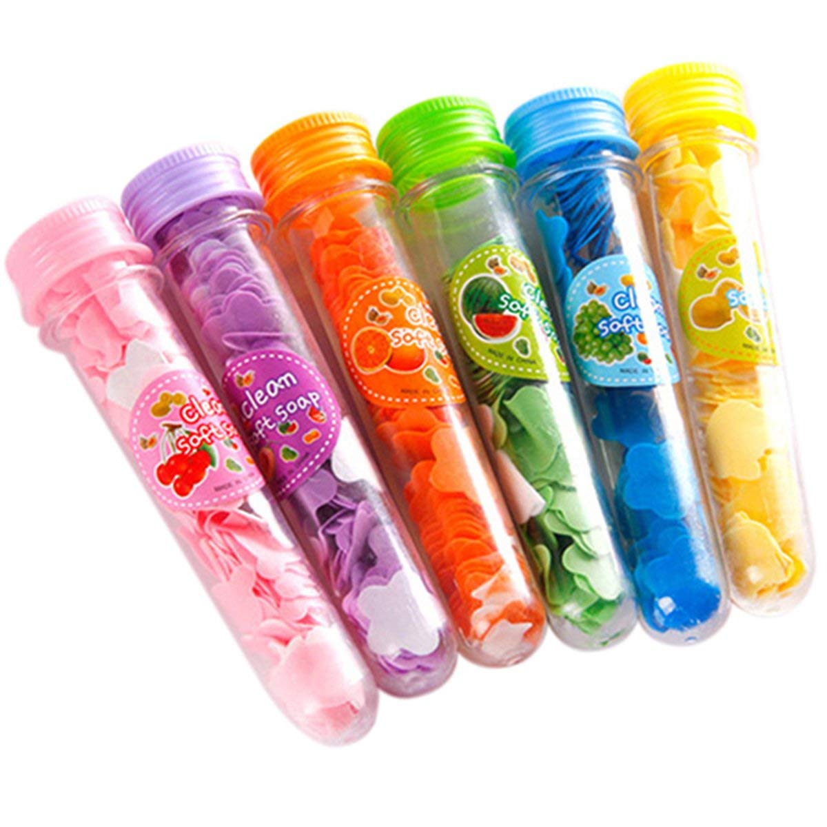 GJSHOP Soft Paper Soap In Flower Design Tube Shape Bottle Assorted/Random Color Set of 2