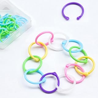 30Pcs Random Color Loose Leaf Binder Rings, Office Book Rings Candy Color Plastic Binder Rings Key Rings Book Rings for Sc...