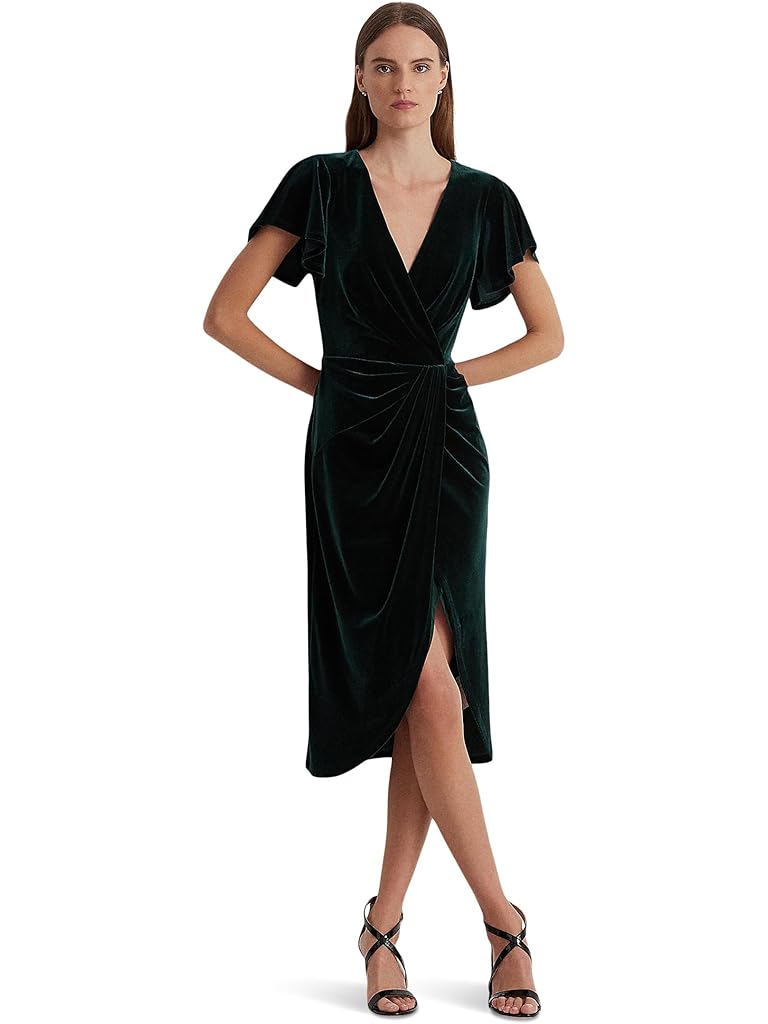 Lauren Ralph Lauren Velvet Flutter-Sleeve Cocktail Dress